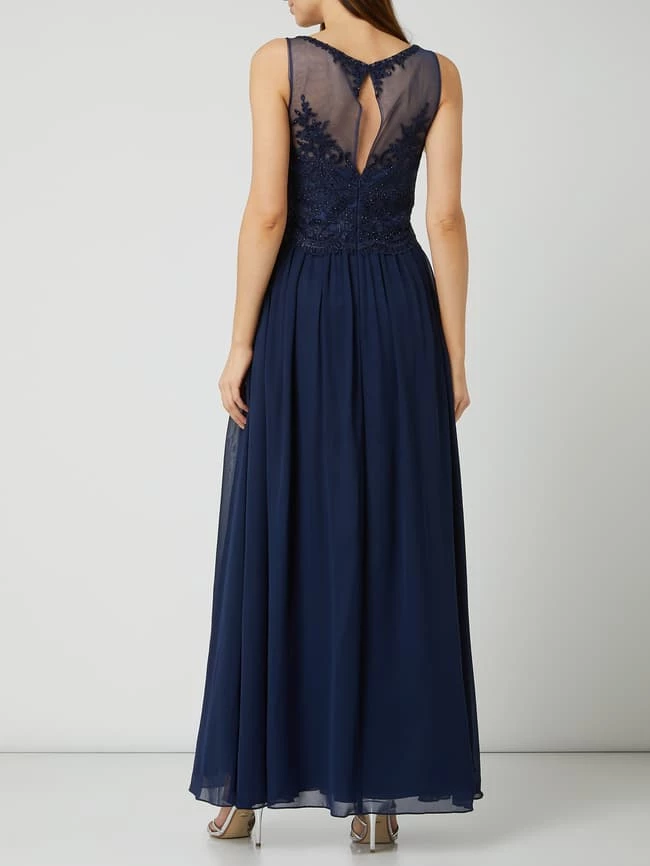 Mascara Abendkleid Mit Floralen Stickereien - Dunkelblau 4 Mascara Abendkleid Mit Floralen Stickereien - Dunkelblau – Bild 4