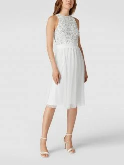 LACE & BEADS Cocktailkleid Mit Paillettenbesatz - Weiß