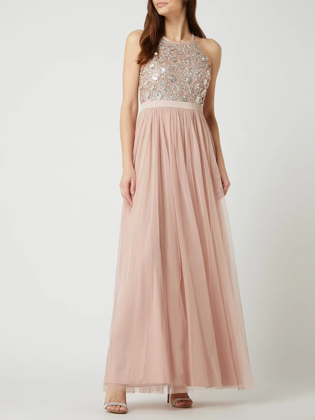 Jake*s Cocktail Abendkleid Aus Tüll Mit Pailletten - Altrosa 1 Jake*s Cocktail Abendkleid Aus Tüll Mit Pailletten - Altrosa