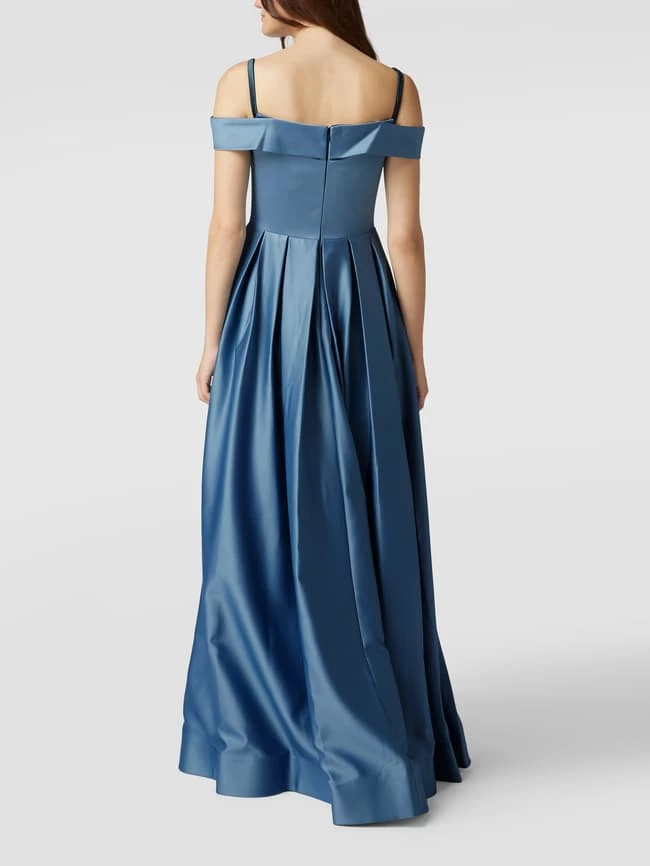 Unique Abendkleid In Maxilänge Mit Carmen-Ausschnitt - Bleu 5 Unique Abendkleid In Maxilänge Mit Carmen-Ausschnitt - Bleu – Bild 5