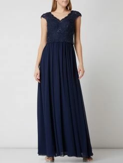 Luxuar Abendkleid Mit Zierborten Und Ziersteine - Dunkelblau