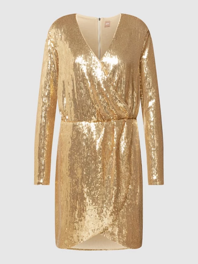 BOSS Knielanges Kleid Mit Paillettenbesatz Modell 'Epalleta' - Gold 2 BOSS Knielanges Kleid Mit Paillettenbesatz Modell 'Epalleta' - Gold – Bild 2